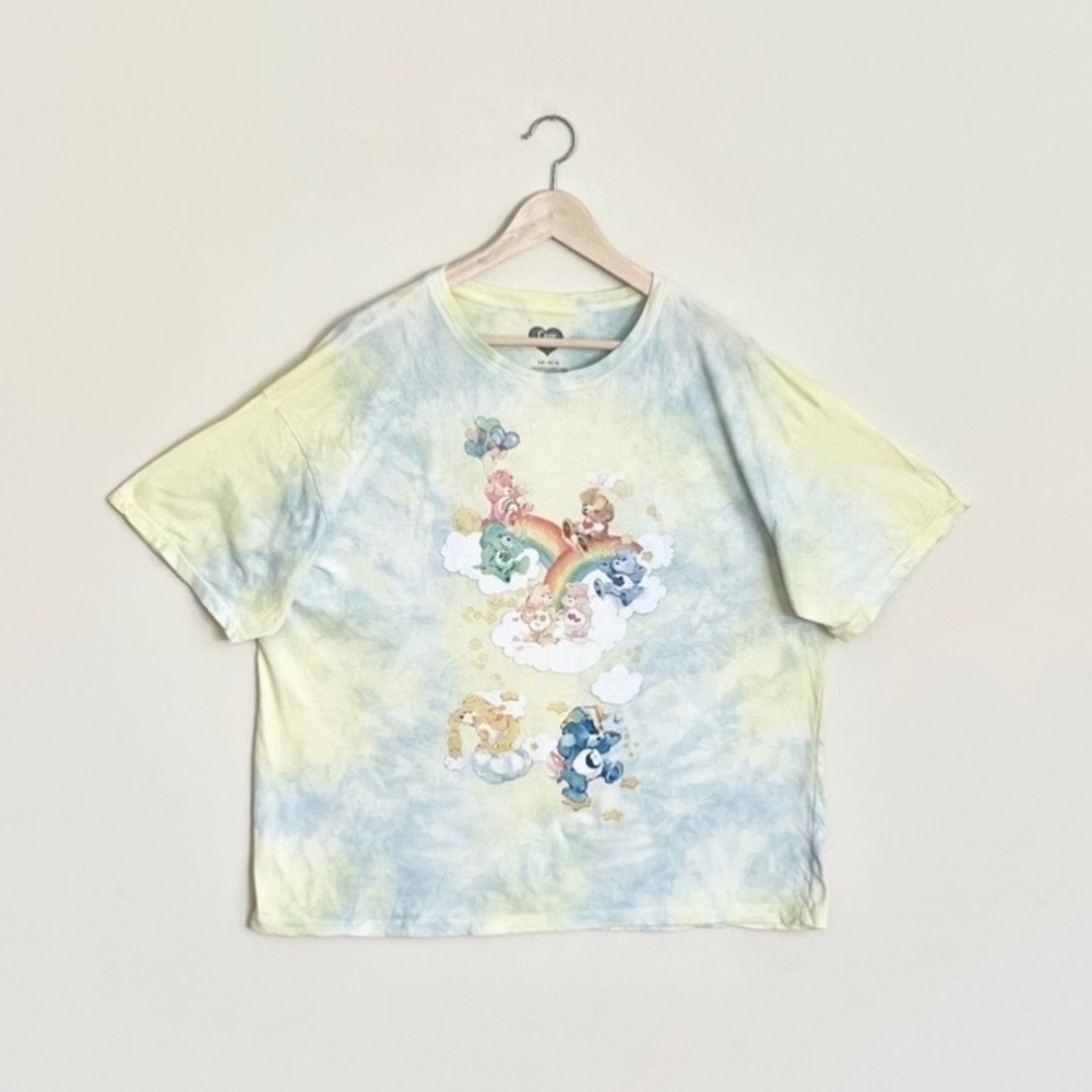 Care Bears Retro Graphic Tie Dye Blue Yellow Oversized T Shirt Women’s Large